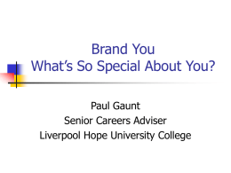 Brand You What’s So Special About You? - talent