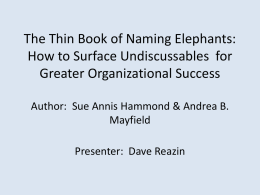 The Thin Book of Naming Elephants: How to Surface