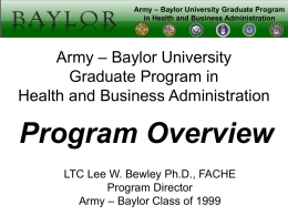 Army – Baylor University Graduate Program in Health and Business