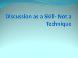 Discussion as a Skill