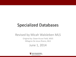 Specialized Databases - Texas Tech University Health Sciences