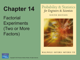 Factorial Experiments (Two or More Factors)