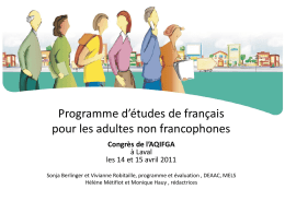 Programme d`études en français pour adultes non