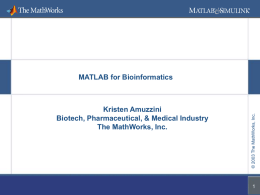 MATLAB Applications in Bioinformatics