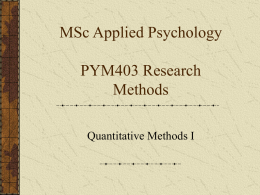 MSc Applied Psychology PYM403 Research Methods