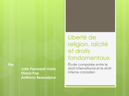 Liberté de religion, laïcité et droits fondamentaux