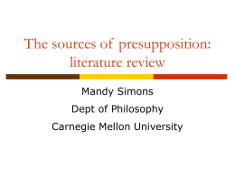 The sources of presupposition: literature review