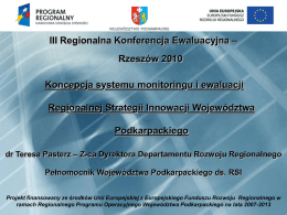 Koncepcja monitoringu i ewaluacji Regionalnej Strategii Innowacji
