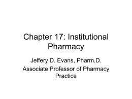 Chapter 17: Institutional Pharmacy