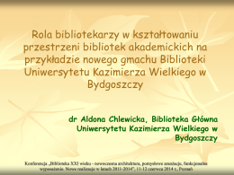 dr Aldona Chlewicka, Biblioteka Główna Uniwersytetu Kazimierza
