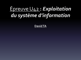 Épreuve U42 : Exploitation du système d`information