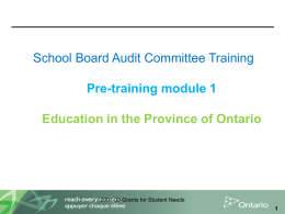 Pre-module 1 &ndash; Education in the Province of Ontario