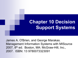 Chapter 10 Decision Support Systems