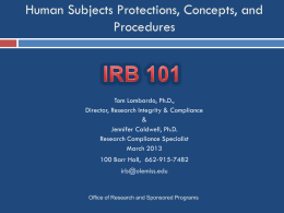 IRB-101 - Office of Research and Sponsored Programs