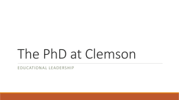 WPEC-Clemson PhD Cohort 2014 Power Point