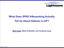 Itzler - InP-SPAD Afterpulsing SPW2011
