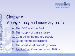 Chapter VIII: Money supply and monetary policy
