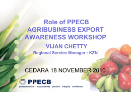 Role of PPECB AGRIBUSINESS EXPORT AWARENESS