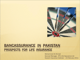 Bancassurance in Pakistan Prospects for life insurance