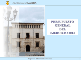 Presupuesto 2013 - Ajuntament d`Alzira