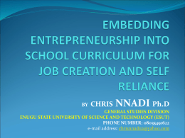 Embedding Entrepreneurship into School Curriculum For Job