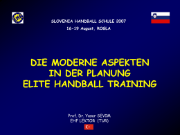 Die Moderne Aspekten in Der Planung Elite Handball Training