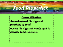 Food Properties - ** View this first **