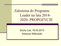 Założenia do Programu Leader na lata 2014-2020
