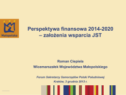 Perspektywa finansowa 2014-2020 - Małopolski Instytut Samorządu
