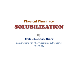 Physical Pharmacy SOLUBILIZATION