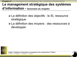 Chapitre 6 : Le management stratégique des systèmes d