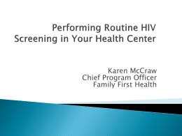 Performing Routine HIV Testing in your Health Center