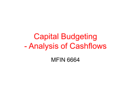 Capital Budgeting - Analysis of Cashflows