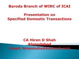 Presentation on Specified Domestic Transactions