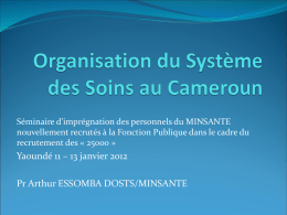 ORGANISATION DU SYSTÈME DES SOINS AU CAMEROUN