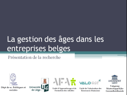 La gestion des âges dans les entreprises belges, une