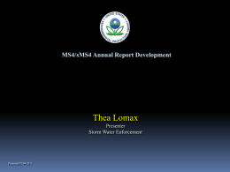 MS4/sMS4 Annual Report Development