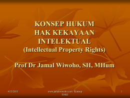 Konsep HKI Kuliah III - Prof. Dr. Jamal Wiwoho, SH, M.Hum