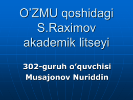 O´ZMU qoshidagi S.Raximov akademik litseyi 307