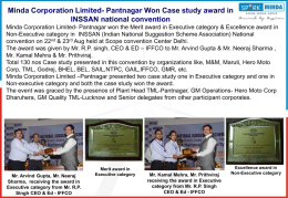 Pantnagar Won Case study award in INSSAN national convention