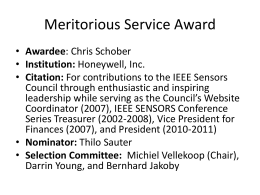 Sensors Council Awards report