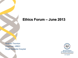 Research Ethics Information Session June 2013