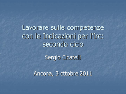 Formazione IRC - Relazione prof. Cicatelli 2&deg; ciclo (ottobre 2011)