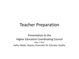 Teacher Preparation  - Higher Education Coordinating Council