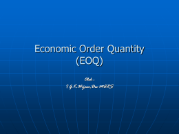 Economic Order Quantity (EOQ) - Manajemen Logistik & Farmasi