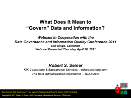 What Does it Mean to Govern Data and Information