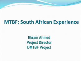 MTBF: South African Experience