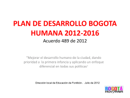 PLAN DE DESARROLLO BOGOTA HUMANA 2012-2016