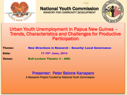 Urban Youth Unemployment in Papua New Guinea – Trends