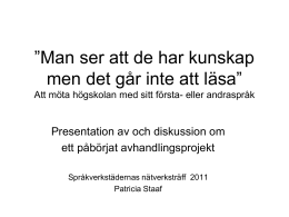 Presentation - Institutionen för svenska språket